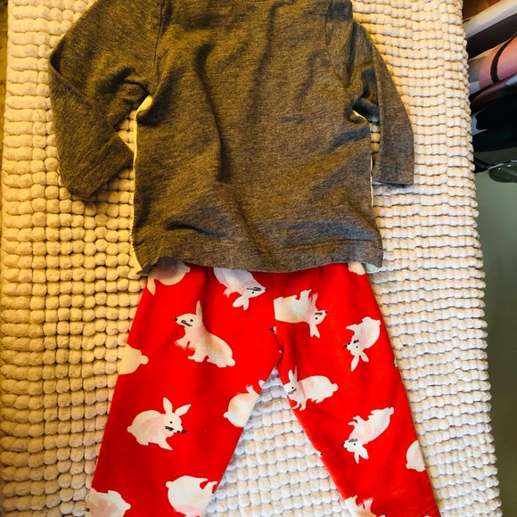 Carter's Bunny Pajama Set - Cream and Red - Picture 5 of 5